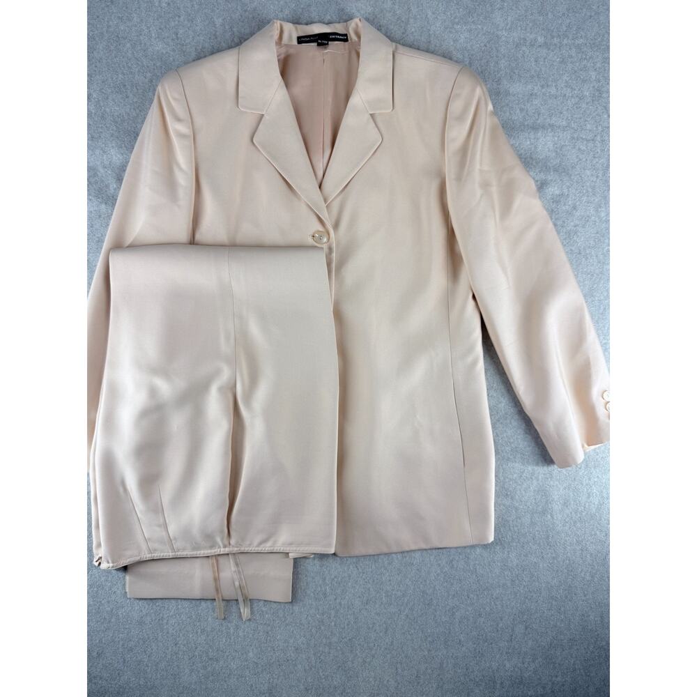 Vintage Linda Allard for Ellen Tracy Champagne Colored Satin Suit Sz 12 - Picture 12 of 12